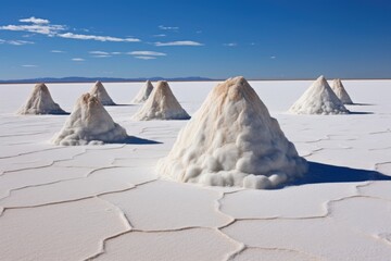 salt mounds created by wind on the desolate plains