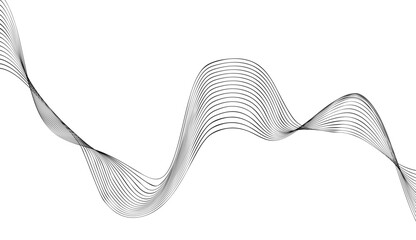 Abstract flowing black wave lines dynamic wave music element decoration
