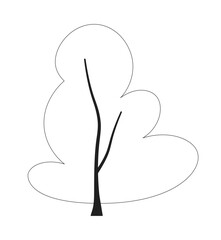 Evergreen park tree monochrome flat vector object. Decorative plant. Editable black and white thin line icon. Simple cartoon clip art spot illustration for web graphic design