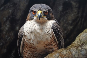 peregrine falcon perched, eyes locked on target
