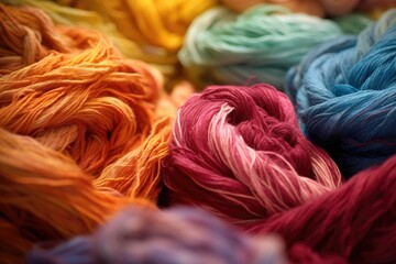macro shot of wool fibers twisted into yarn