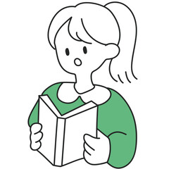 Girl reading book minimalist illustration