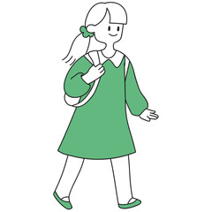 Girl walking minimalist illustration