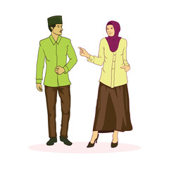 couple asian moslem vector illustration isolated on white