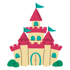 Castle flat cartoon illustration