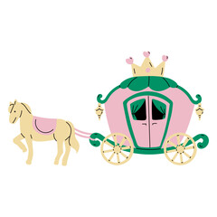 Princess chariot flat cartoon illustration