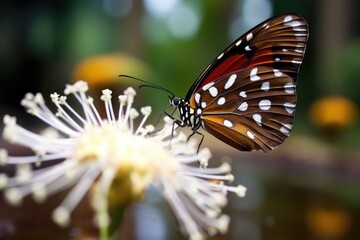 newly emerged butterfly resting on a flower - obrazy, fototapety, plakaty