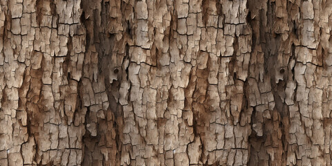 Close-up shot of a tree trunk with cracked and wrinkled wood texture in a seamless repeating pattern. - obrazy, fototapety, plakaty