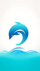 Obraz premium Creative illustration with a dolphin on a white background, generative AI.