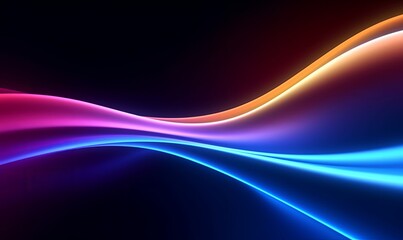 3d render, abstract neon background with colorful glowing curvy lines. Minimalist futuristic wallpaper, Generative AI
