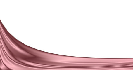 滑らかなドレープのピンク色のサテン生地が光る抽象的なイラスト素材(背景透過)アルファチャンネル付PNG