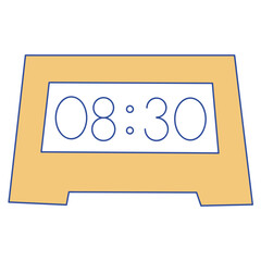 Digital clock minimalist cartoon illustration