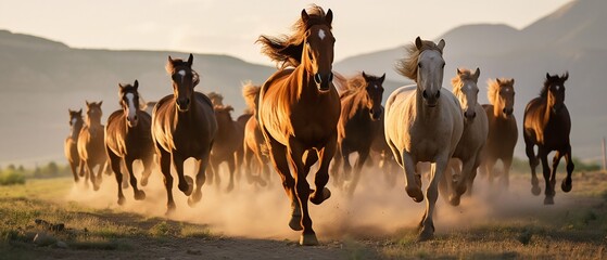 Horses Running Together. Generative ai