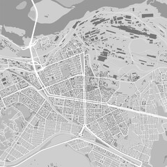 Map of Kamianske city, Ukraine. Urban black and white poster. Road map with metropolitan city area view.