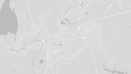 Background Kryvyi Rih map, Ukraine, white and light grey city poster. Vector map with roads and water. Widescreen proportion, flat design roadmap.