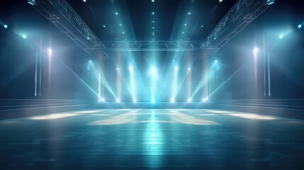 Light Stage with Spotlights in a Dark Room