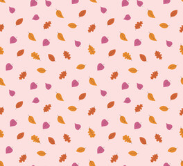 Seamless pattern with leaf fall, autumn background.