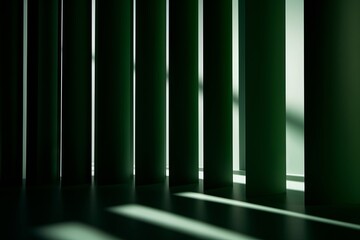 illuminated green neon steps leading into the depth, showcasing modern design with dramatic lighting