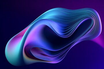 3d render, abstract neon background with fantastic curvy shape, layers and folds. Modern ultraviolet wallpaper, Generative AI
