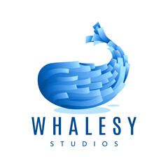 Gradient line abstract orca whale logo design branding © Artswolf