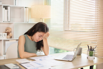 Young woman stressed or worried about doing a wrong job, Despair or disappointment, Sad feeling,...