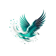 Obraz premium Flying wings bird logo abstract design, generative AI.