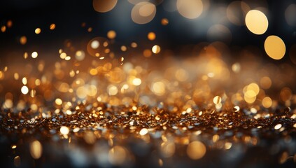 Fototapeta na wymiar Sparkling Luxury, Gold Glitter, Bokeh Sparkles, and Particles