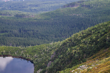 Hiking in Polish national park. Giant Mountains, Poland. Karkonoski park Narodowy. Polskie góry. ...