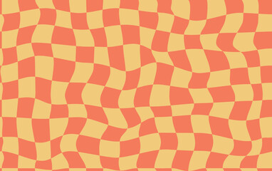 Retro psychedelic checkered background in hippie style. Trendy abstract seamless pattern with 70s groovy chessboard texture.
