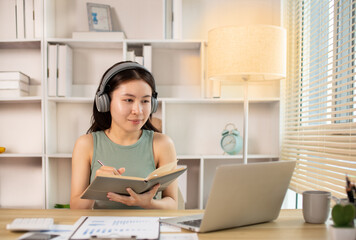 Young woman Working from Home, Video Call with Customer in Office, Remote Business Communication, Telecommuting Professional, Virtual Video Call with Office Customer, Work from Home Concept.