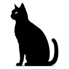 Black cat silhouette, Cute cartoon black cat