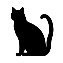 Black cat silhouette, Cute cartoon black cat
