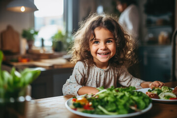 A close-up shot of a smiling mother preparing a healthy meal for her baby using fresh organic ingredients 