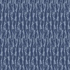 Japanese Flower Grass Leaf Vector Seamless Pattern