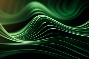 elegant green wave flowing gracefully on a dark background capturing the essence of fluid motion and design