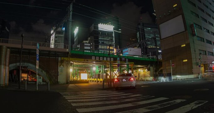 4k Tokyo Night City Bridge Traffic Street Timelapse