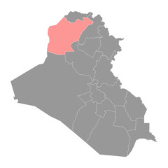 Nineveh Governorate map, administrative division of Iraq. Vector illustration.