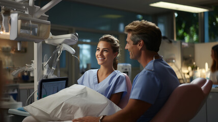 Obraz premium Dental office, dentist with patient