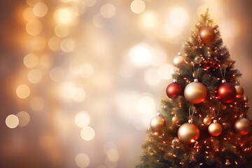 Obraz premium Christmas and New Year background with bokeh lights.Generative Ai