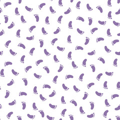 Seamless pattern with purple tiny feet
