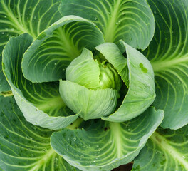 Obraz premium The cabbage crop ripened in autumn. Ripening late varieties of cabbage. Growing organic vegetables.