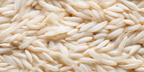 Raw white rice grain food background. Healthy eating, Top view.