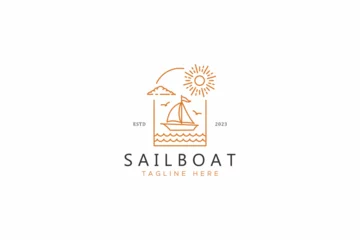 Fototapeten Sailboat Logo Summer Holiday Sport Recreation Ocean Beach Sea Business Adventure © captoro