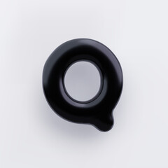 3D Black letter Q with a glossy surface on a white background .