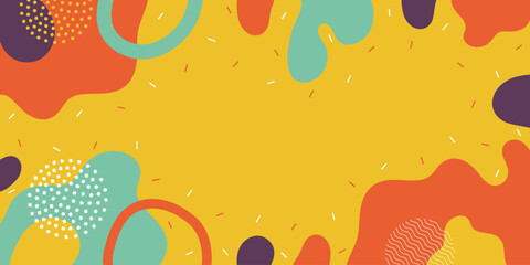 Bright background pattern. Doodle pattern background with abstract shapes and colors. Abstract funny background.