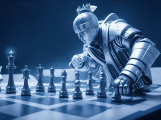 chess play figure business strategy manage ideas concept with technology futuristic icon technic
