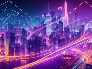 Obraz premium Smart city and abstract dot point connect with gradient line