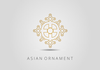Fototapeta premium Vintage ornate linear ornament in Kazakh traditional style. Asian floral designs. Abstract Asian elements of the national pattern of the ancient nomads of the Kyrgyz, Mongols, Kazakhs, Tatars.