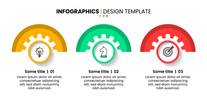 Infographic template. 3 gears in a row with icons