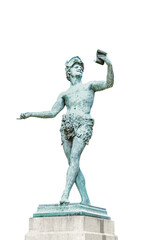 Cutout of an isolated old statue with the transparent png
